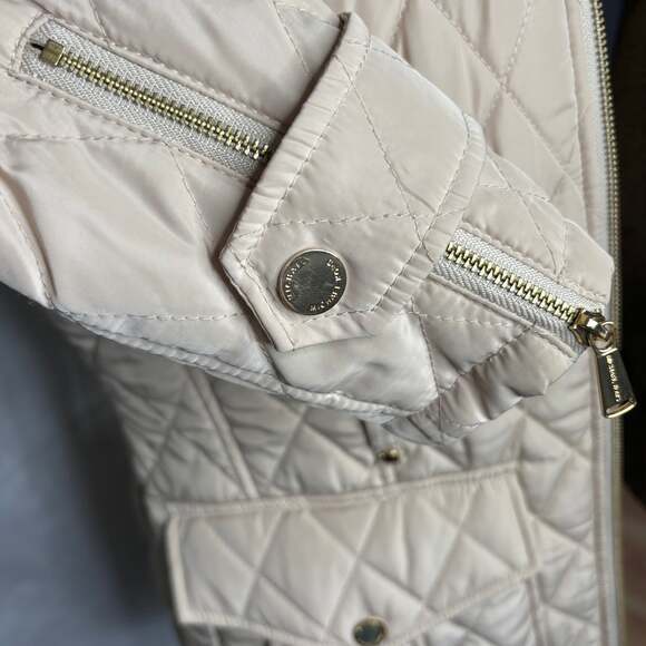 Michael Michael Kors Women’s Quilted Jacket Coat Beige Size M Medium - Picture 4 of 11